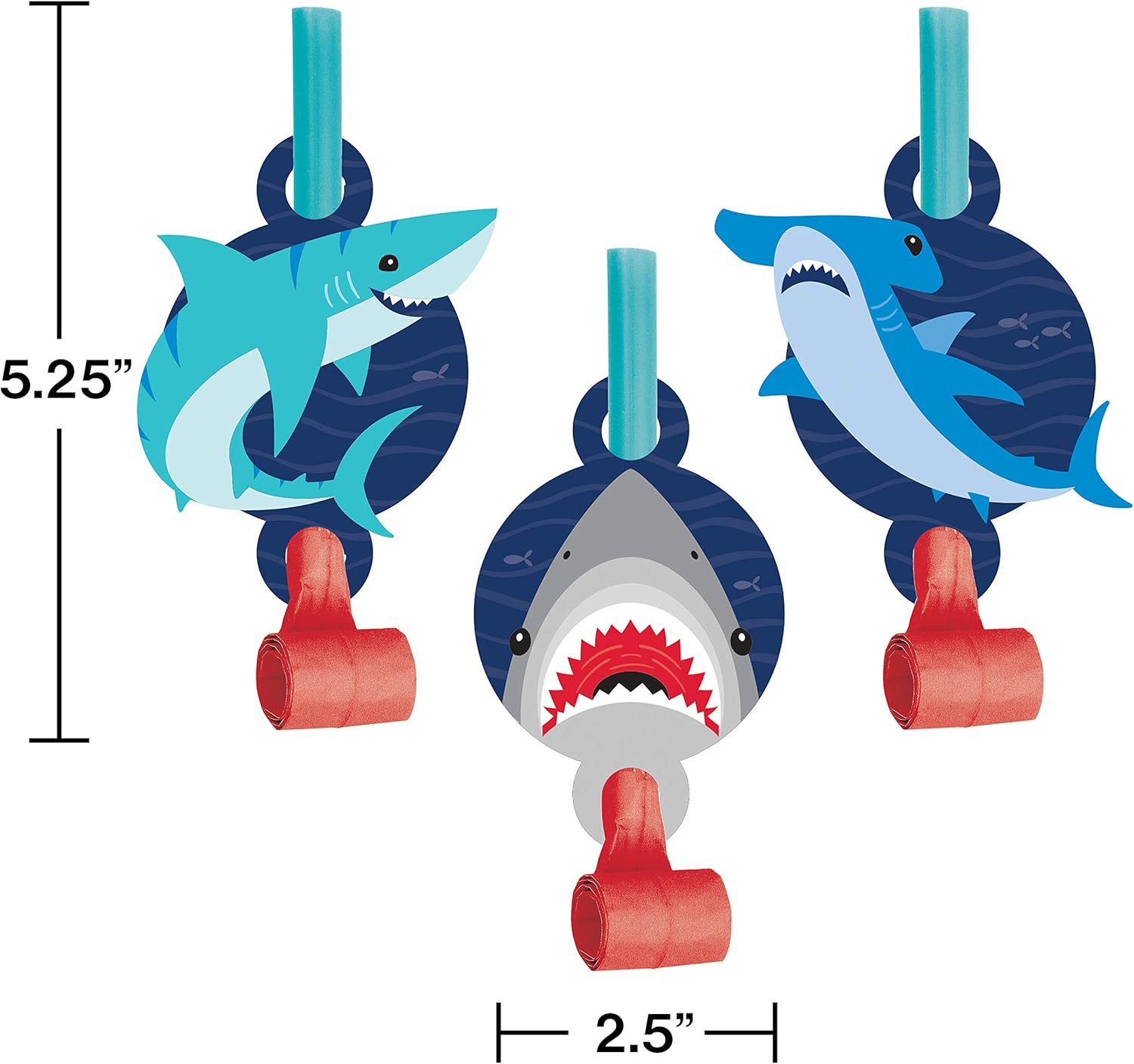 Shark Party Blowers, 8 ct