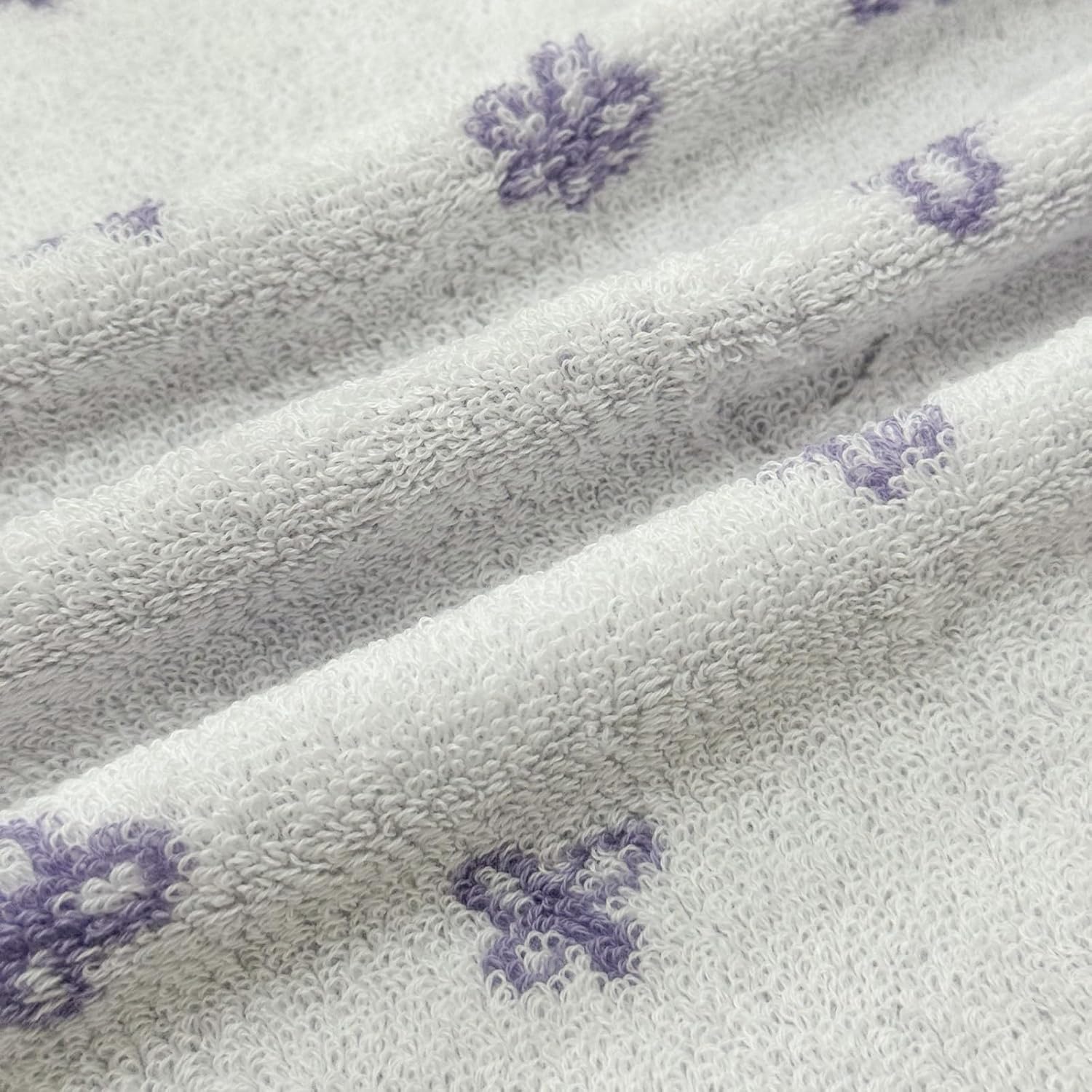 USTIDE Cute Flower Hand Towels for Bathroom 2 Pack, Highly Absorbent Cotton Face Towels for Bath Kitchen Spa Gym, Floral Print Hand Towel Bathroom Decorative Purple and White, 13.8 x 29.5 Inch