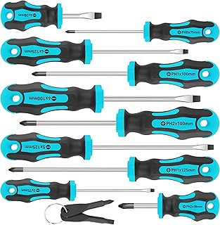 Amartisan 10-Piece Magnetic Screwdrivers Set, 5 Phillips and 5 Slotted Tips Professional Cushion Grip Screwdriver Set 2pcs