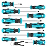 Amartisan 10-Piece Magnetic Screwdrivers Set, 5 Phillips and 5 Slotted Tips Professional Cushion Grip Screwdriver Set 2pcs Portable Multifunction Key Mini Screwdriver (Blue)