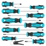Amartisan 10-Piece Magnetic Screwdrivers Set&comma; 5 Phillips and 5 Slotted Tips Professional Cushion Grip Screwdriver Set 2pcs Portable Multifunction Key Mini Screwdriver &lpar;Blue&rpar;