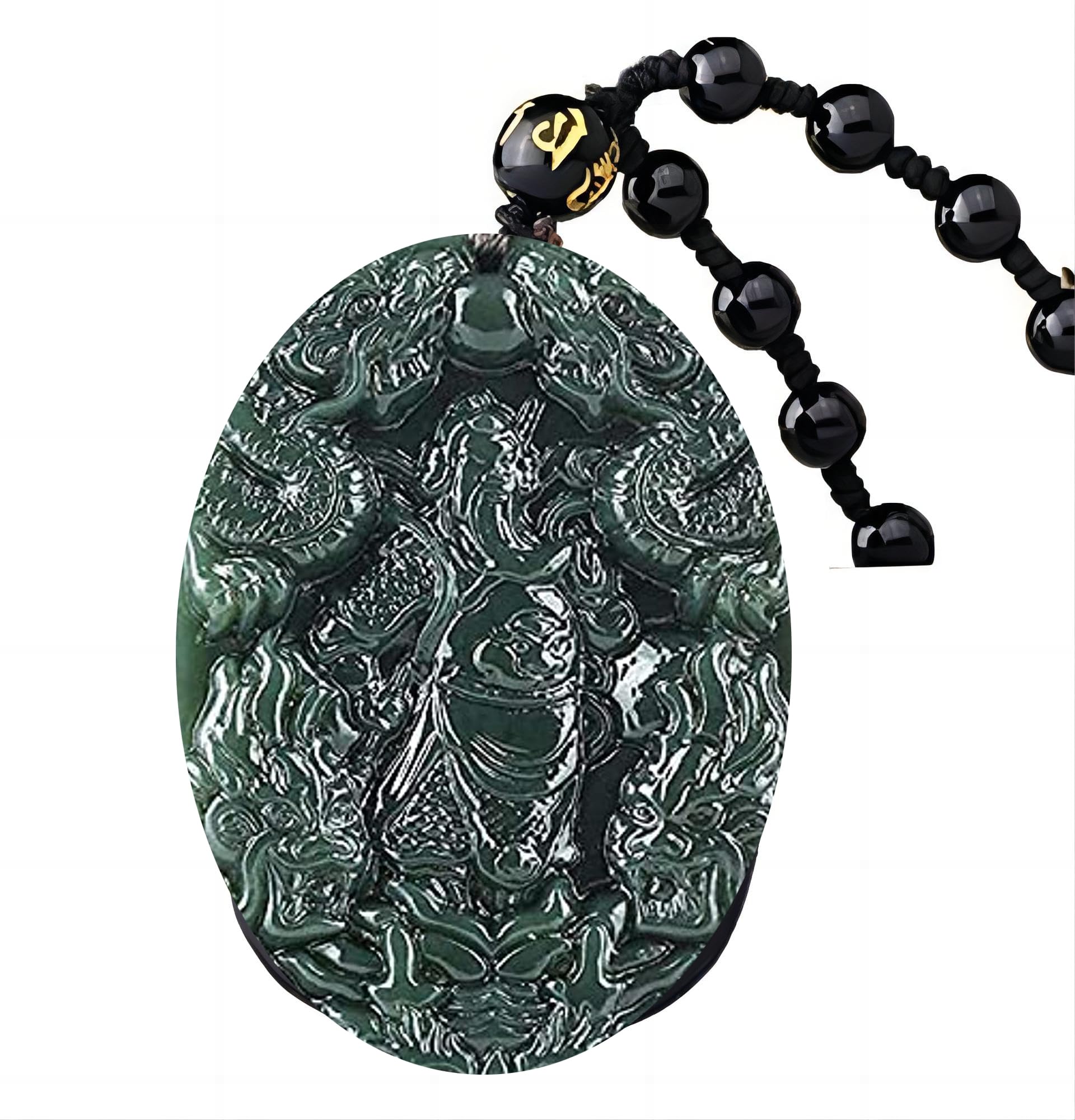 Women's Necklaces Men's Necklaces Pure Natural Green Jade Dragon Phoenix Bodhisattva Buddha guan gong guan The Eight Trigrams Pendant Necklace Gem Amulet