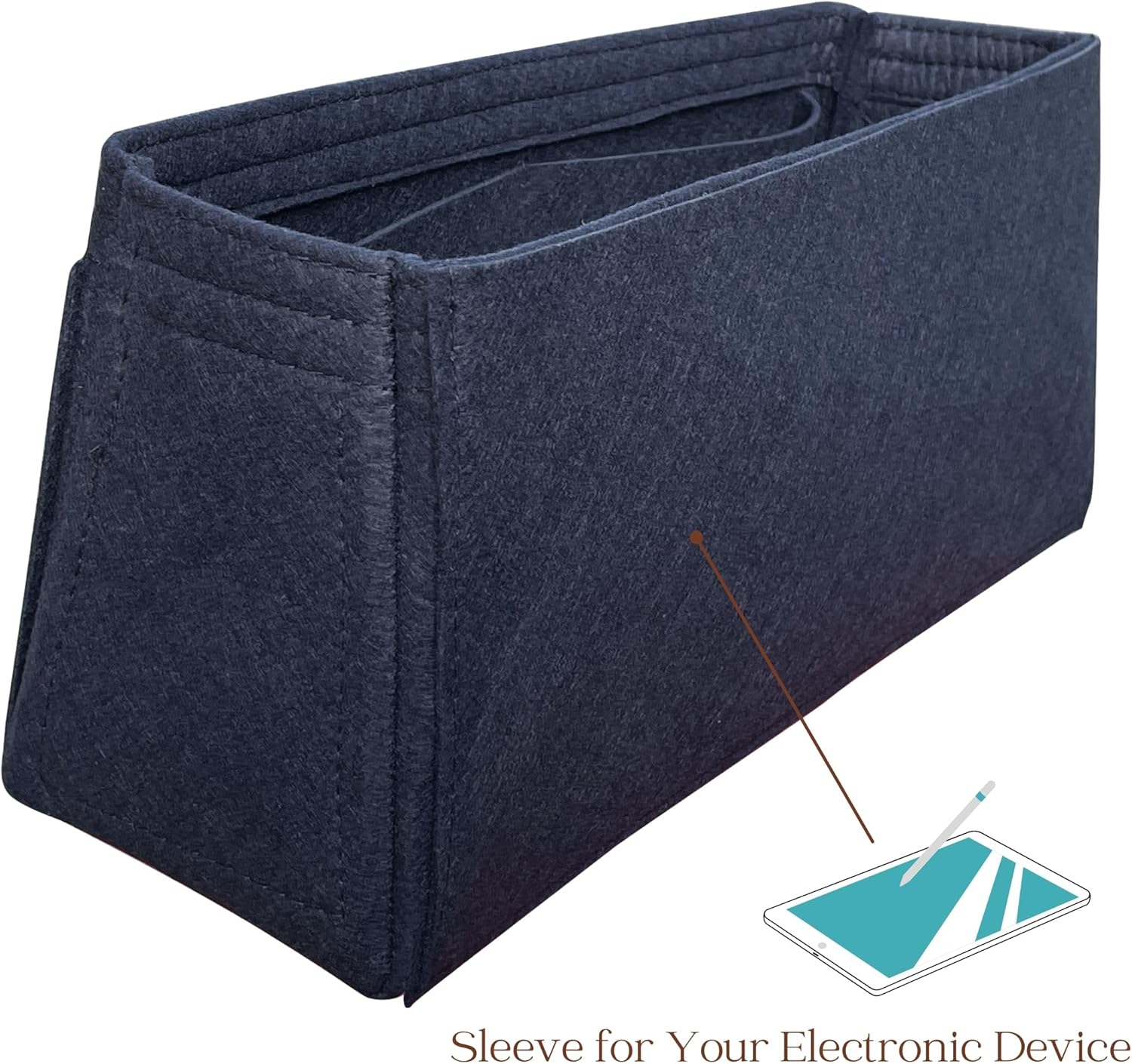 Organizer for Coa.h Soft Empire Carryall (Size 40, Black), Felt Bag Insert for 28/40/48 with Keychain Hook, Reinforced base