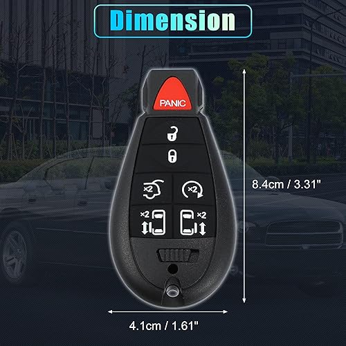 Miniatura 3 de X AUTOHAUX Funda de repuesto para llavero de 7 botones sin llave para Dodge Grand Caravan para Chrysler Town and Country con hoja sin chip