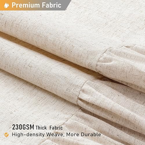 Miniatura 2 de BTTN Cortina de ducha de lino extralarga, 72 x 84 pulgadas de largo, juego de cortina de ducha de tela Shabby Chic con dobladillo con volantes,