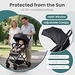 DrBash Compact Fold Baby Stroller, Lightweight Travel Toddler Stroller with One-Hand Fold, UPF50+ Extendable Canopy, Reclining Seat, Cup Holder, Easy Carry Design