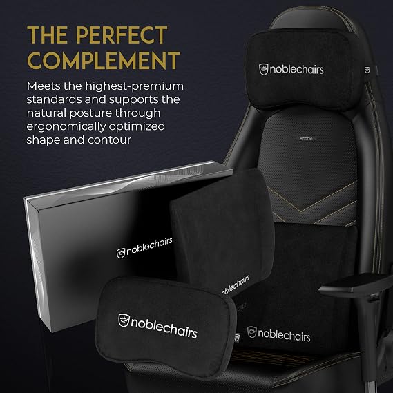 noblechairs Memory Foam Lumbar-Support Pillow, Office and Gaming-Chair Cushion Set - Black