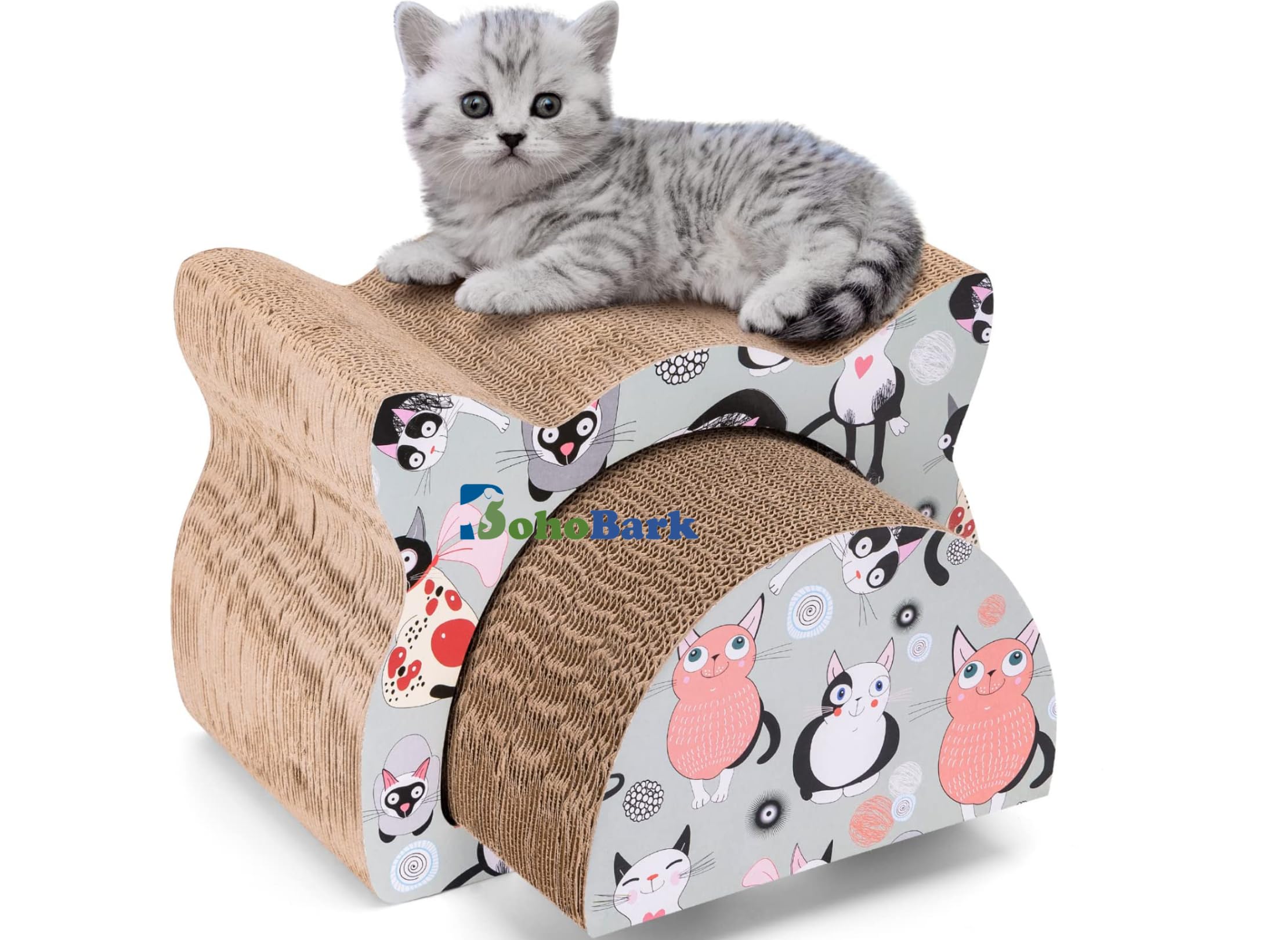 BohoBark Cat Scratcher Cardboard, 2 in 1 Reversible Scratching Pad, Recyclable Corrugated Scratch Toy with Cat-Head Shape, Cat Scratch Lounge for Furniture Protection (B0CC9MC8C9) Amazon Price History, Amazon Price Tracker