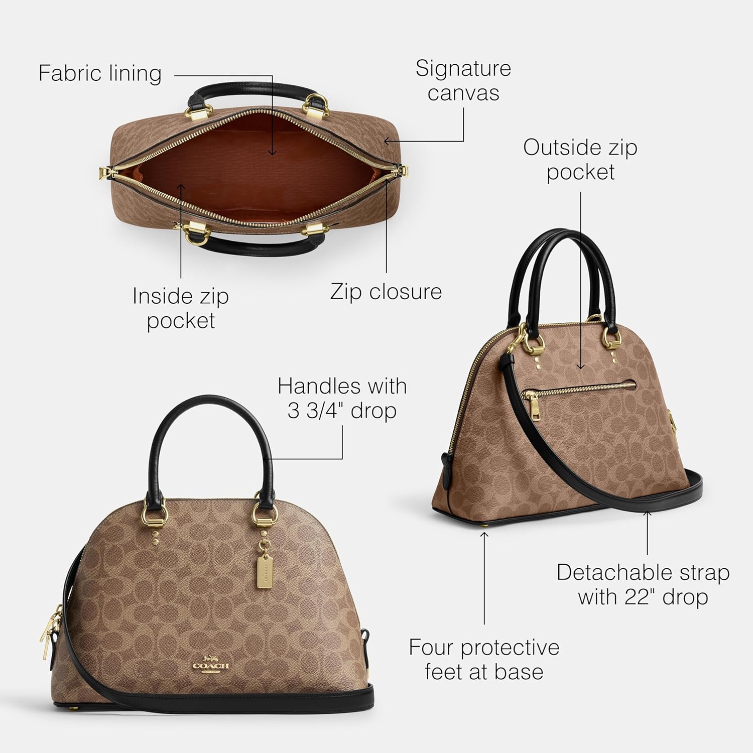 Coach Katy Satchel in Signature Canvas - Image 3