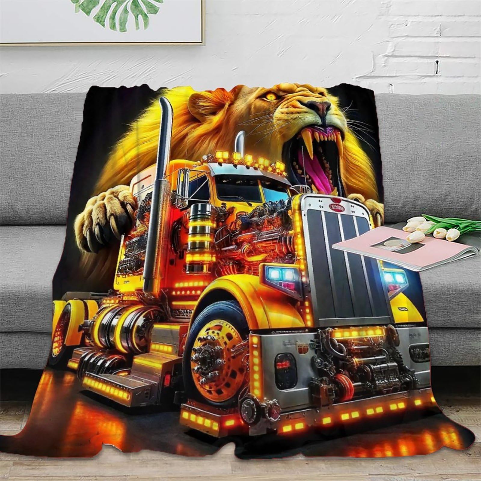 Couverture camion 3D microfibre chaude grand plaid lit couvre-lit enfant moelleux