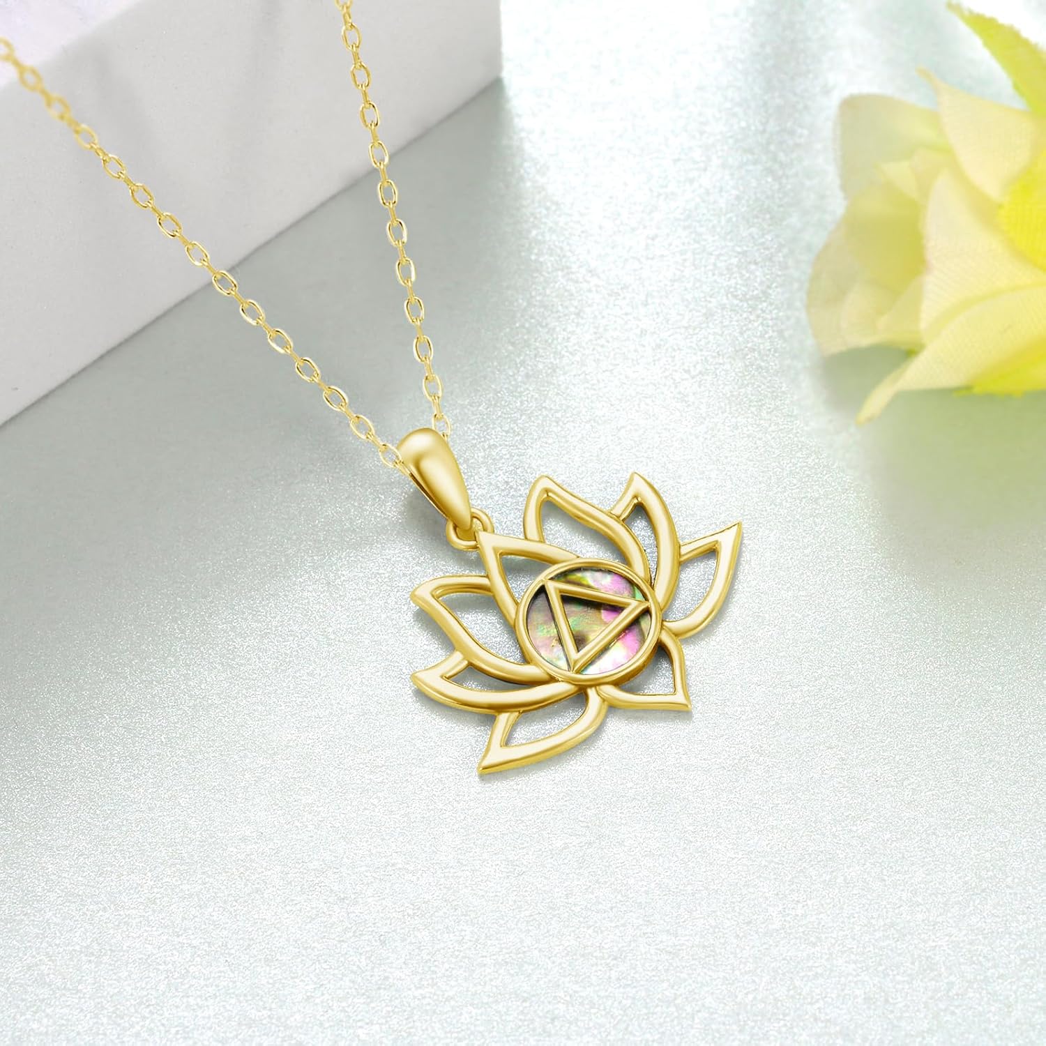 AA Sobriety Gifts Sterling Silver Alcoholics Anonymous Recovery Symbol Necklace Lotus Alcoholics Anonymous Gifts for Women Men - Image 3