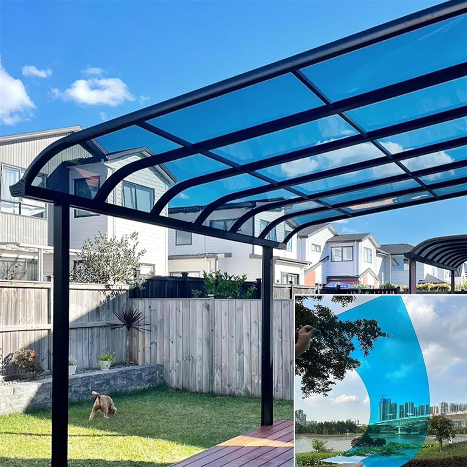 Polycarbonate Panel Roofing Sheets Greenhouse Panels [Pxkmouy 0.6×5m clear roofing sheets] Strong Impact and Shatterproof, Noise Reduction & Sound for Gardening Farming Canopy
