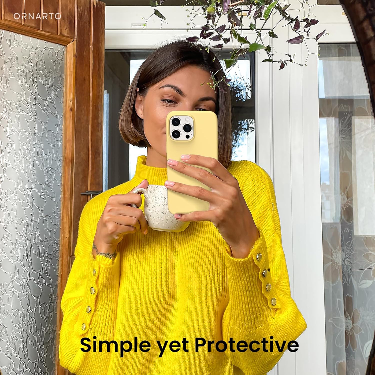 ORNARTO Compatible with iPhone 16 Pro Max Case 6.9", Slim Liquid Silicone 3 Layers Soft Gel Rubber Shockproof Protective Cover with Anti-Scratch Microfiber Lining-Buttercream Yellow - Image 6