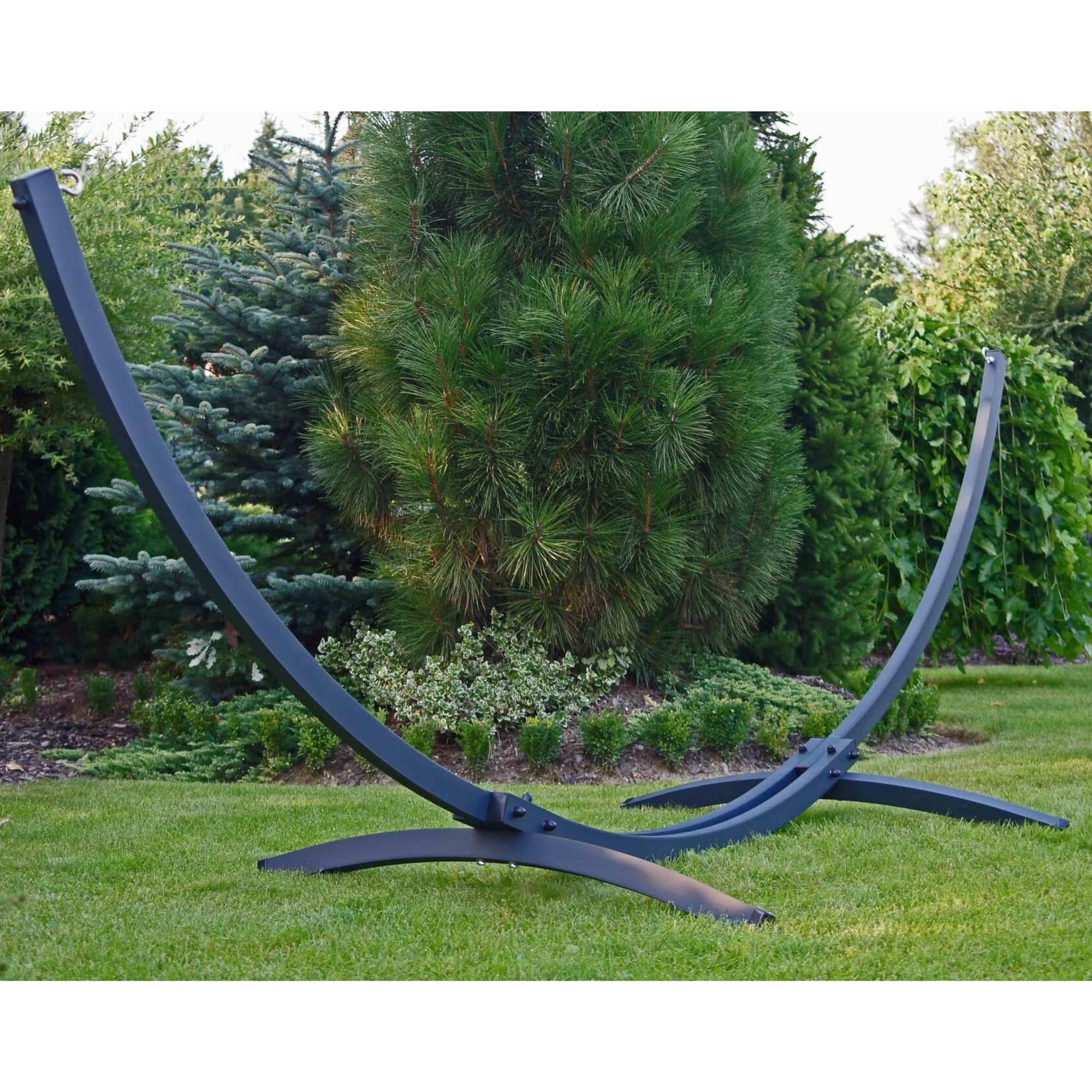 Potenza Tytan Gestell Outdoor Hängemattengestell XXL 370cm, 350kg I Gestell für Hängematten, Rahmen aus Stahl wetterfest (Basic Graphit)