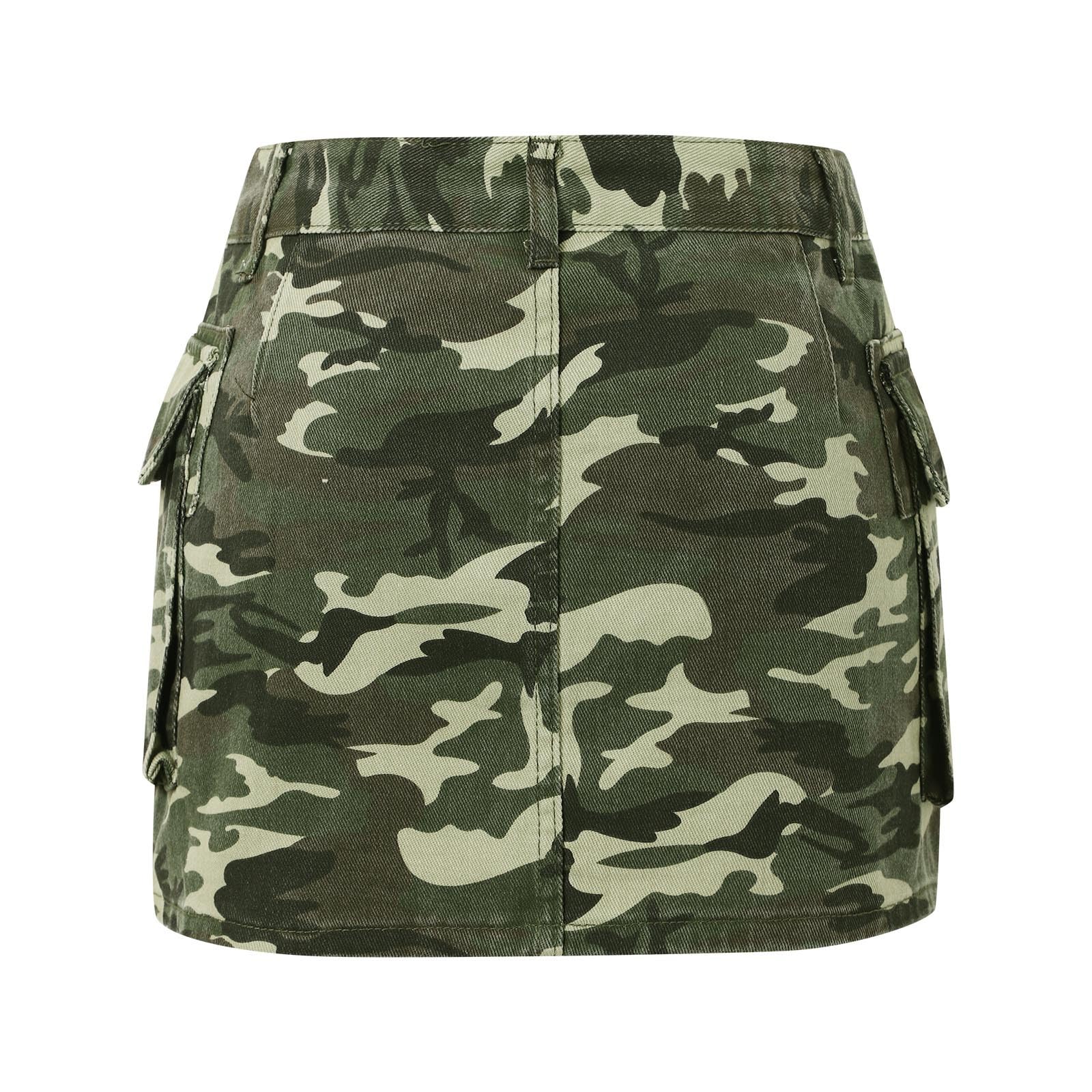 Gonna da donna cargo, a vita bassa, in denim, Y2k, alla moda, estiva, a vita alta, attillata, con tasche, vita alta, dritta