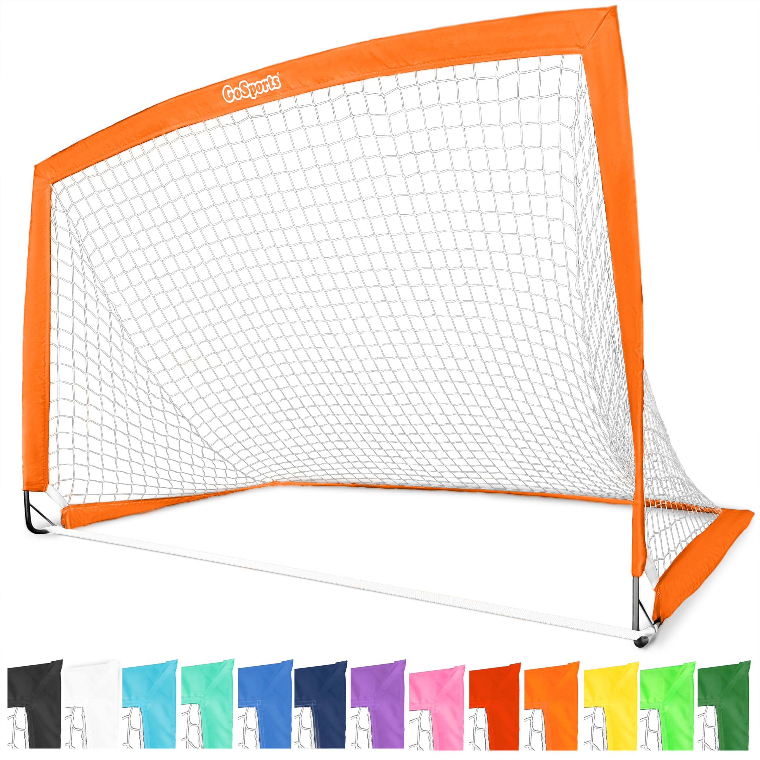 GoSports Portable Soccer Goals for Kids - 13 Color Options - Choose 4 x 3 ft or 6 x 4 ft - Team Tone Pop Up Nets for Backyard
