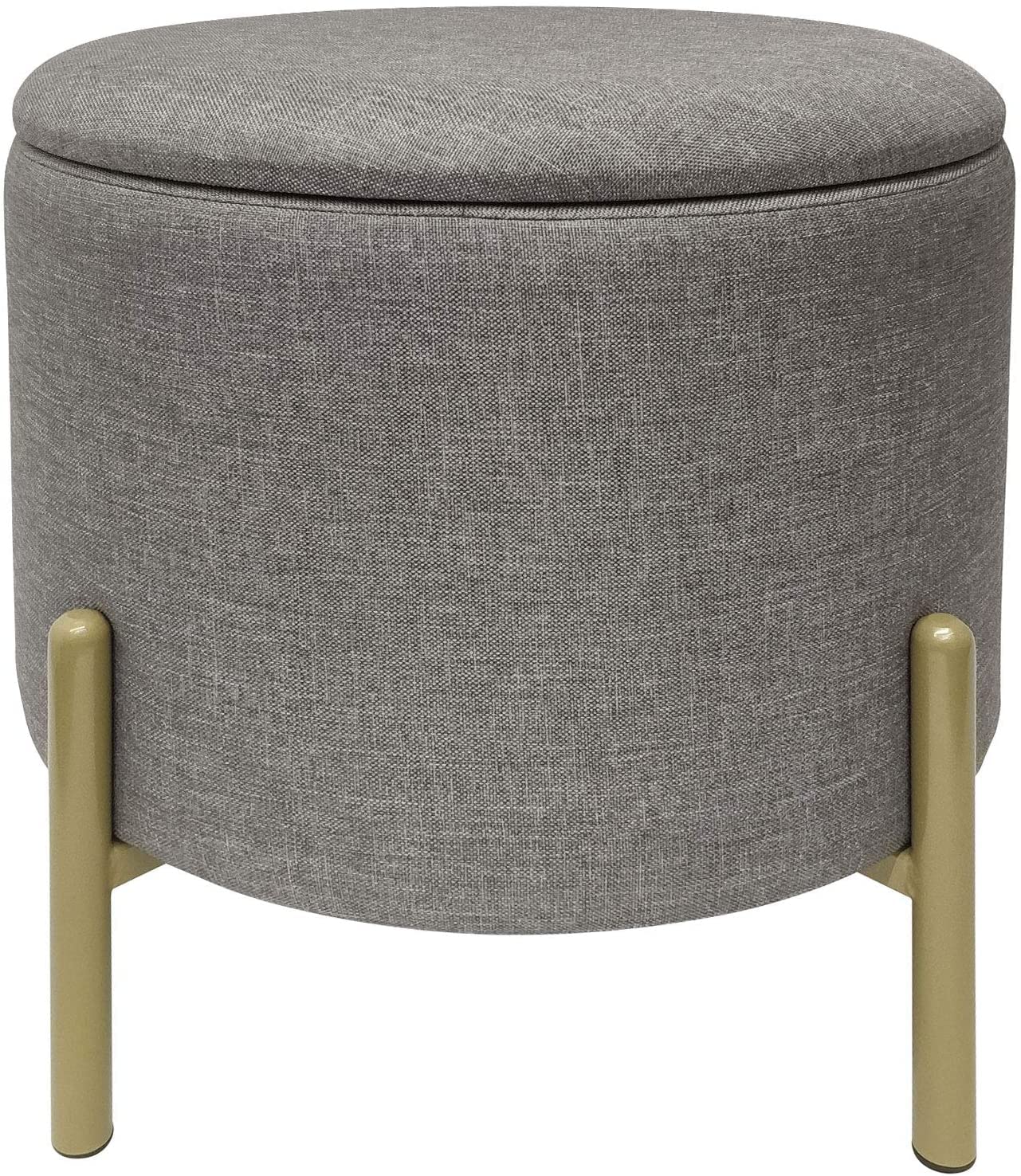 Echtwerk Taburete Logan con Superficie de poliéster, función de Almacenamiento, 40 x 40 x 40 cm, hasta 150 kg, Color Gris, Metal, EW-RH-0436G