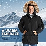Molemsx Mens Winter Jacket, Mens Down Long Parka Heavy Winter Coat for Men Warm Parka Puffer Jacket for Cold Weather Men's Down Jacket with Hood Faux Fur Trim Black XL