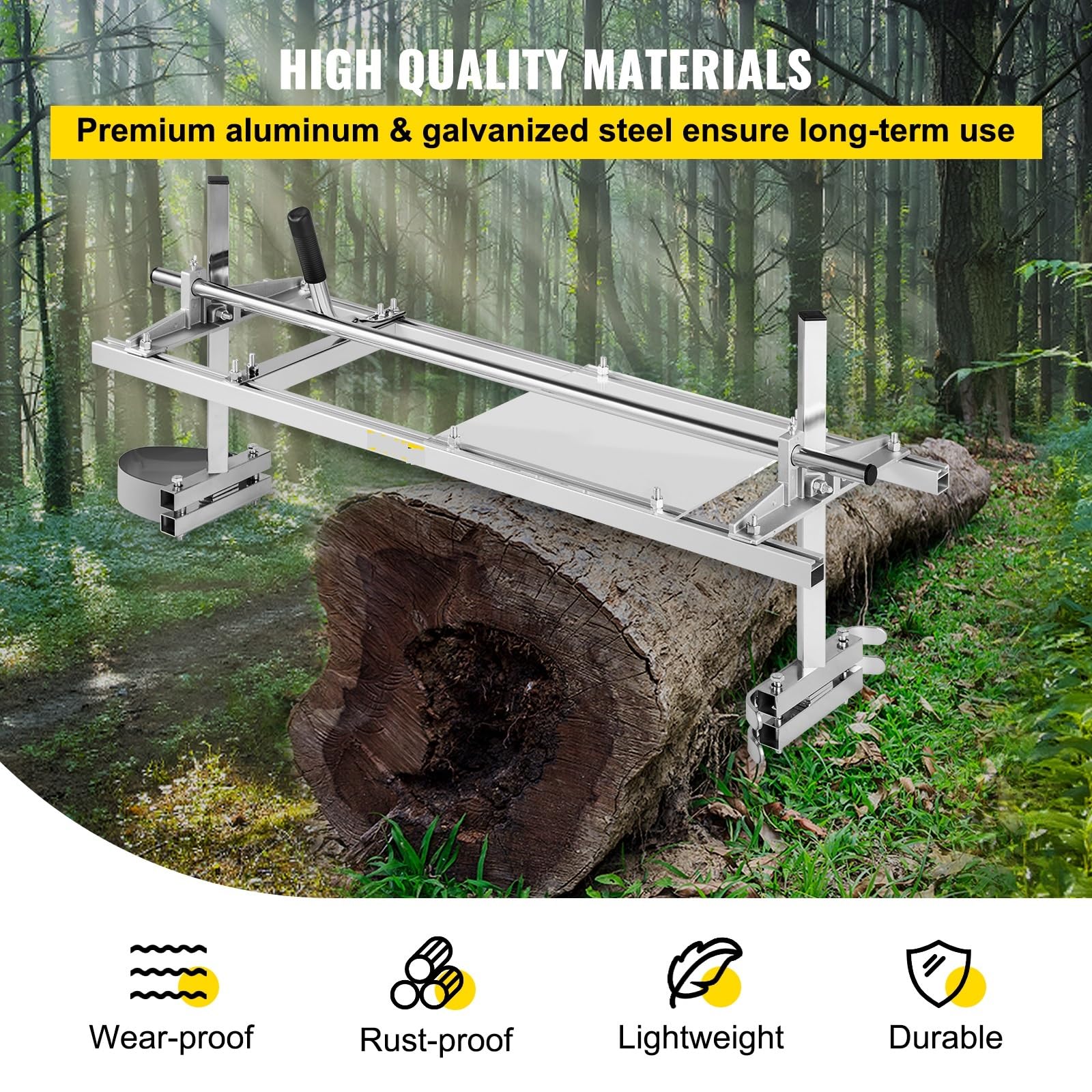 EDEDE Molino de Motosierra Fresado de tablones 24 36 48 Pulgadas Barra de guía Herramientas de Corte de Madera Molino de Sierra de Cadena de Acero de Aluminio portátil(14-24 Inch)