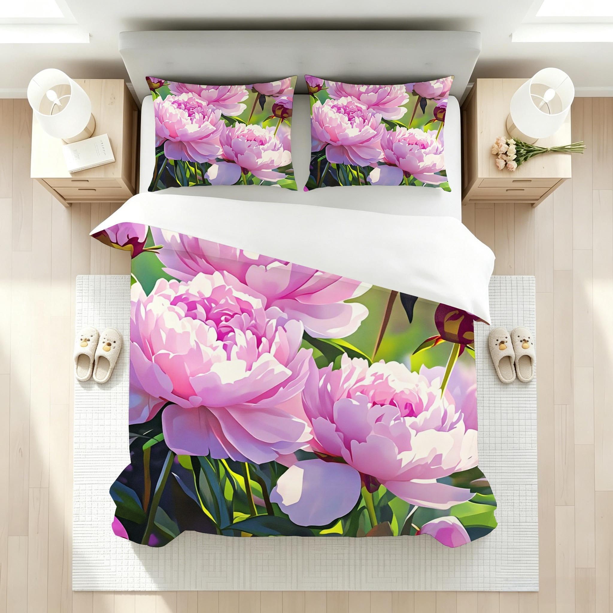 Copripiumino Matrimoniale Peonia Rosa 260x240, ZW156