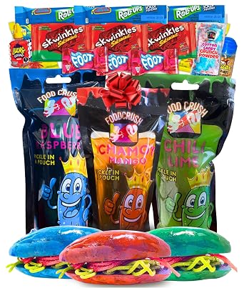 Chamoy Pickle Kit X 3 33 Pcs Chamoy, Blue Raspberry & Hot Lime Pickles with Cotton Candy Crunch Viral TikTok Candy Gifts, Christmas Care Package Variety Pack for Kids, Teens, Boys & Girls