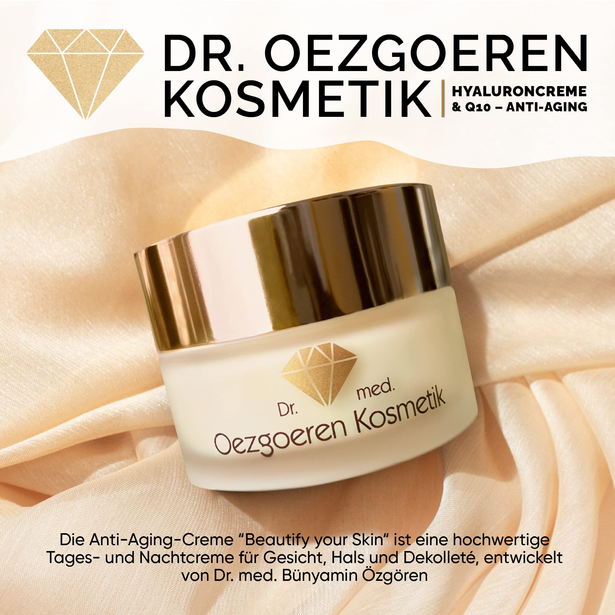 DR. OEZGOEREN KOSMETIK Hyaluronsäure-Creme mit Q10 – Anti-Aging Tages- & Nachtcreme, Hyaluron Feuchtigkeitscreme gegen Falten, UV-Schutz & vegane Gesichtscreme mit natürlichen Wirkstoffen