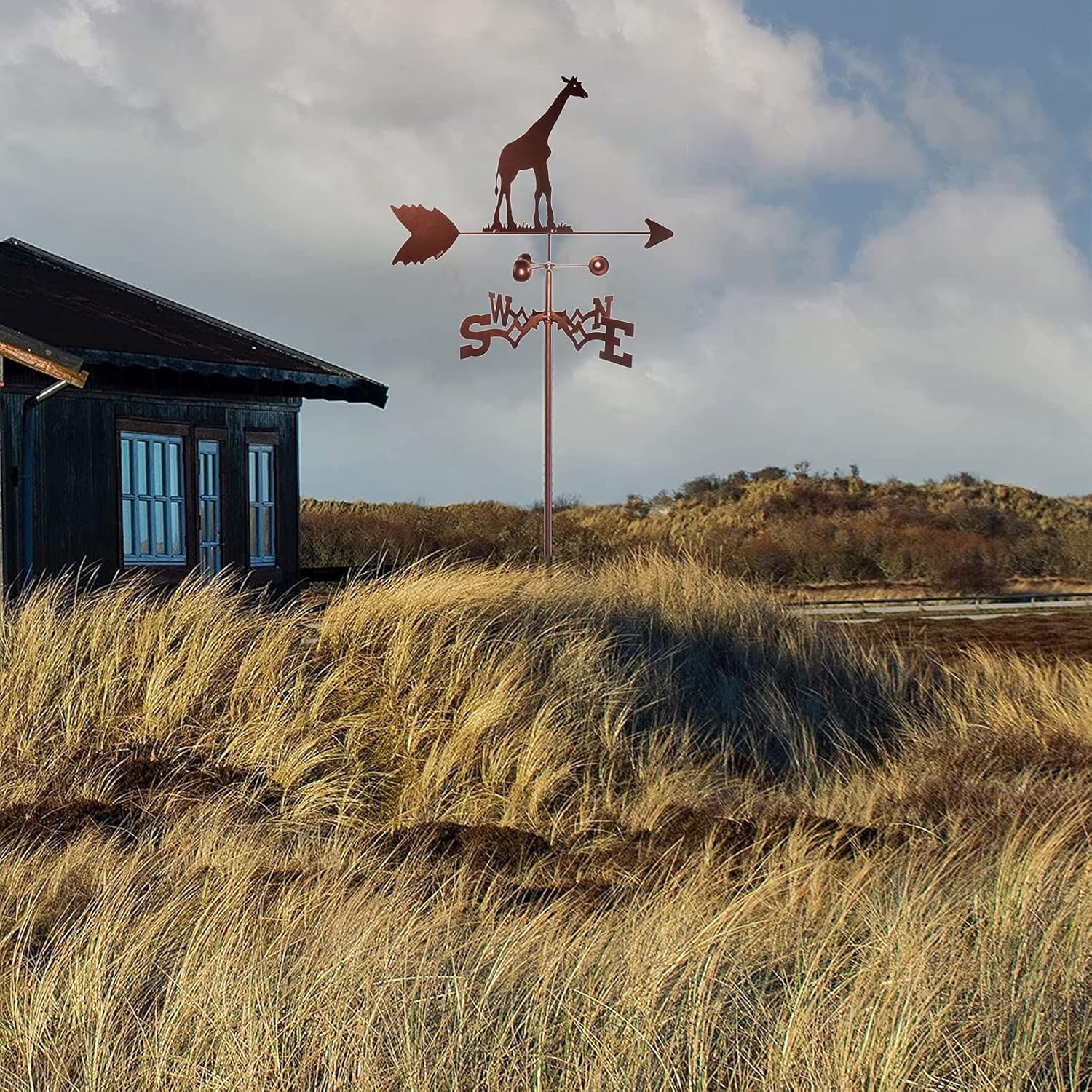 Weather Vane Garden with Roof Mount Giraffe Metal Weather Vane, Stainless Steel Weather Vane, Animal Metal Weathervane, Roof Metal Decorations Gift for Outdoor Farm Yard