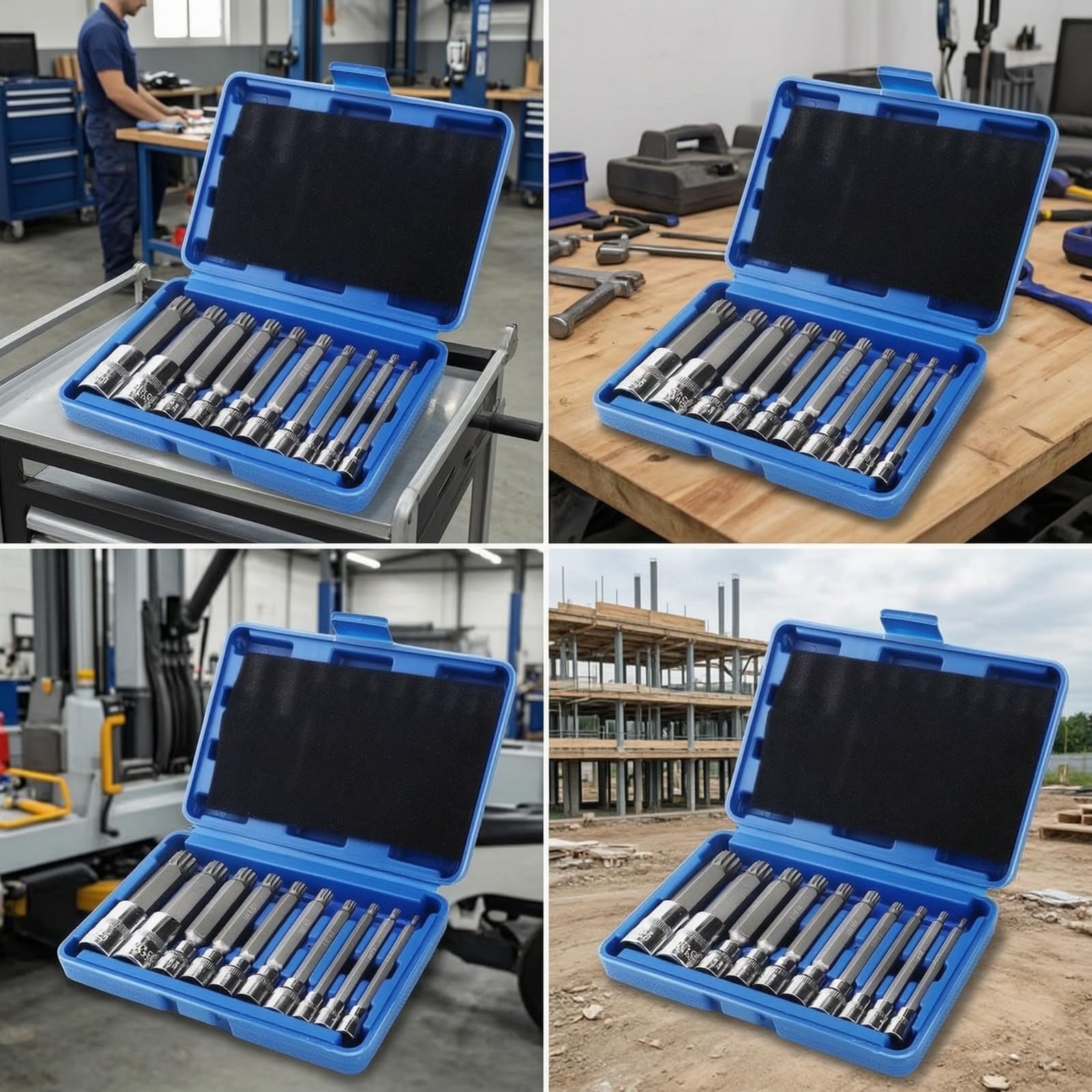 10 Pezzi Kit di Inserti a Bussola Portatile Utensili Durevole Attrezzi per Meccanici, Manutentori, Officina, Garage