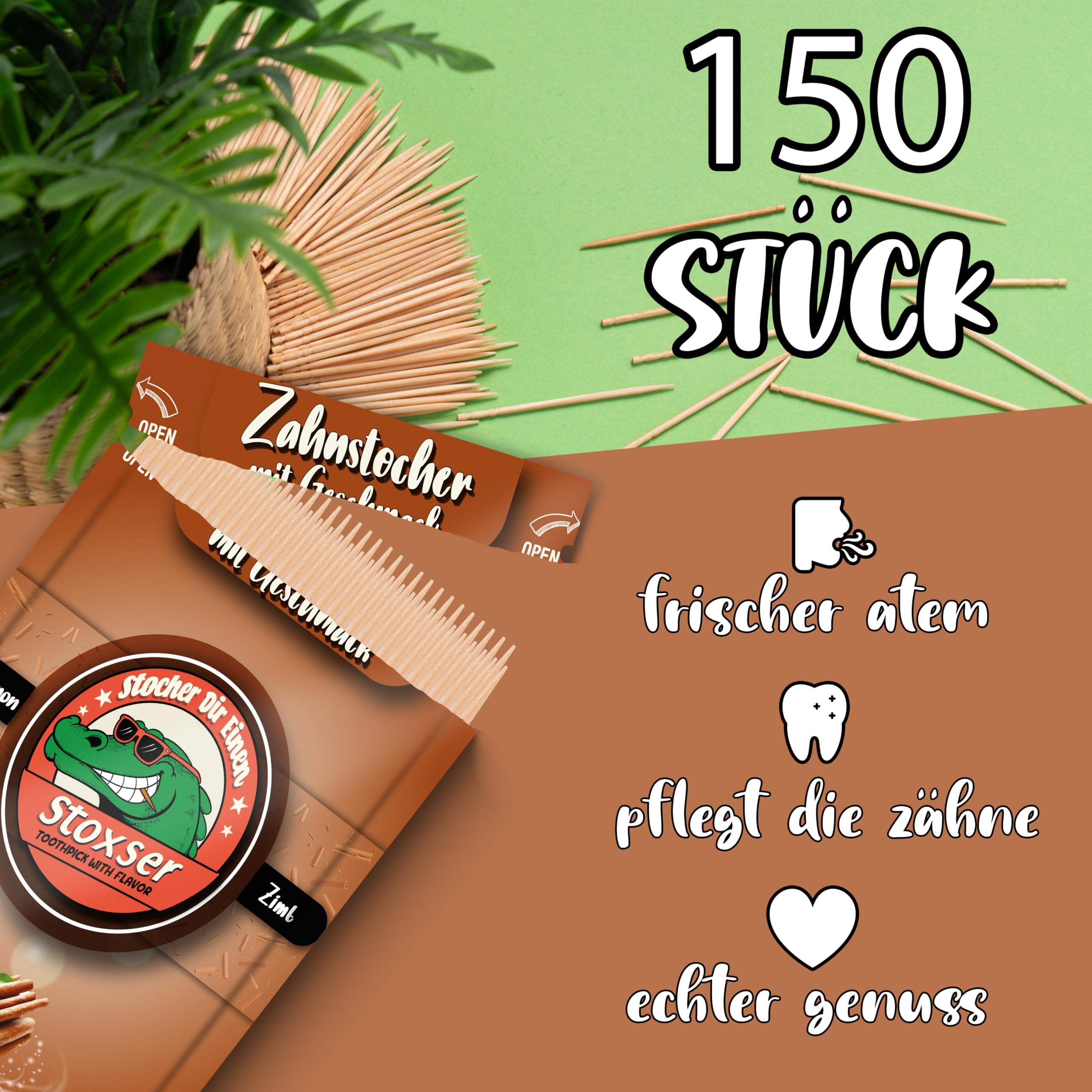 Stoxser 900x Zahnstocher mit Geschmack 6er Pack Pfirsich und Blaubeere und Zitrone/Lemon und Mint/Menthol Wassermelone/Zimt Geschmacksrevolution Zahnstocher Geschmack Kein Kaugummi Zuckerfrei