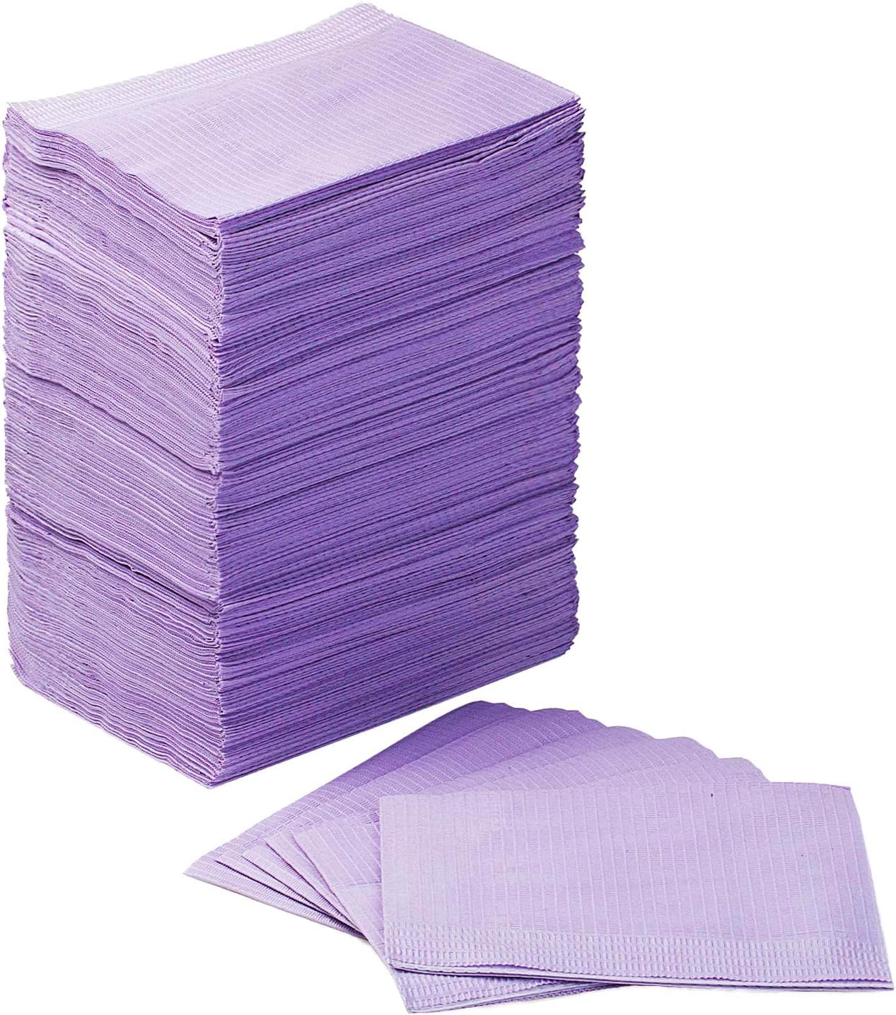 JMU Dental Bibs, Disposable 3 Ply Tissue Napkin Waterproof for Patient Bibs, Tatto Bibs, Tray Covers, 13" x 18" Lavender, Pack of 125