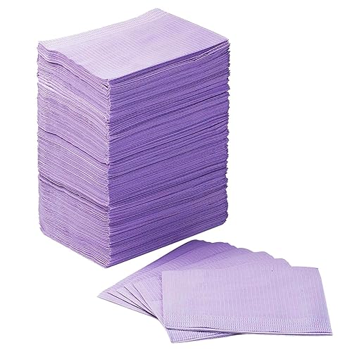 Miniatura 13 de JMU 125 paquetes de baberos dentales, baberos dentales negros desechables de 2 capas de papel y 1 capa de película, 33 cm x 45.7 cm baberos