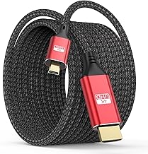 4K Micro HDMI to HDMI Cable 25FT, HDMI to Micro HDMI Cable HDR High Speed Nylon Braided Cord (4K@60Hz, 2K, 1080P, 3D, ARC) for Camera, DSLR, Raspberry Pi 5/4, Laptop, Monitor