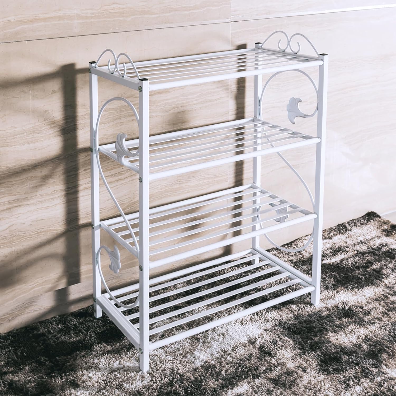 Zhongma 4 Tiers Metal Shoe Rack, Heavy Duty Construction, 22x9.84x28.7 Inches, Metal Shoe Organizer Storage for Entryway,Hallway