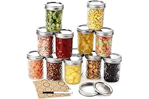 12 Pack 8 oz Jars with Lids | Small Mason Jars for Canning