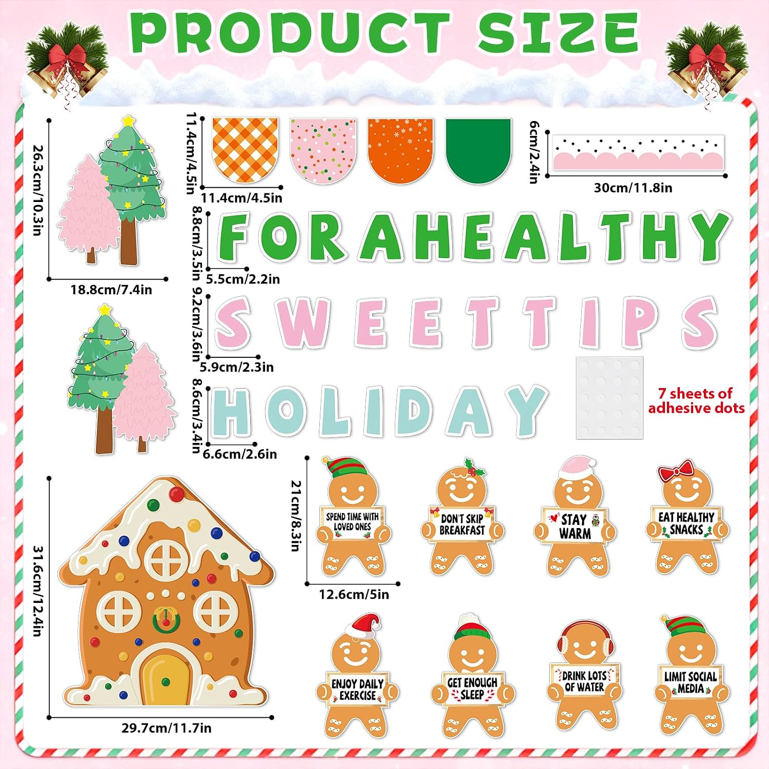 Christmas Gingerbread Health Bulletin Board Set Christmas Health Habits Bulletin Board Gingerbread Man Cutouts Xmas Classroom Decoration for Winter Holiday School Office Chalkboard Wall Door Decor