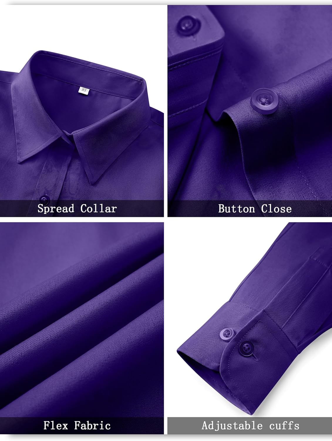 Soft Wrinkle-Free Women's Button Down Dress Shirts Solid Long Sleeve Work Blouses Fit Stretch Casual Tops XXS-6XL - Image 4