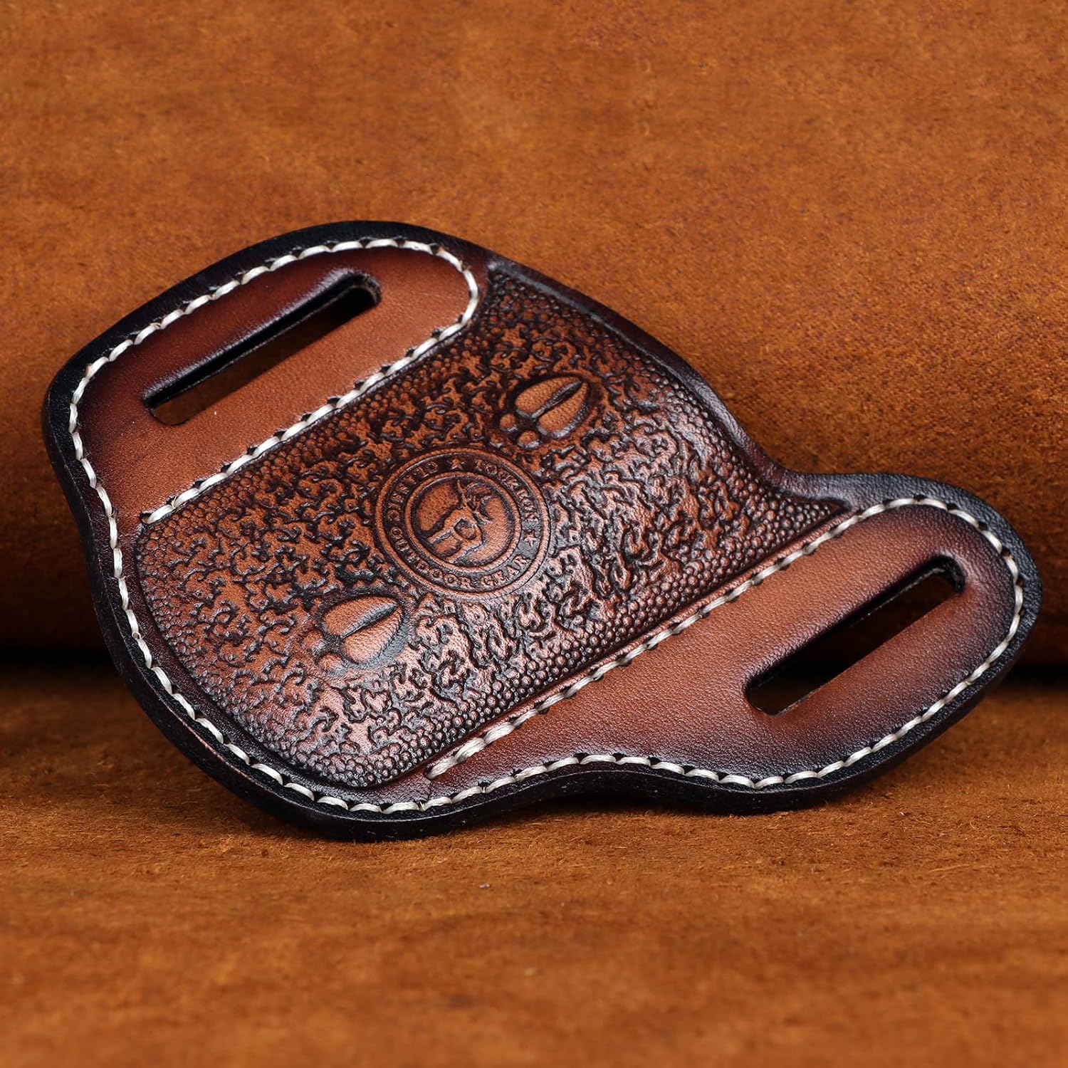 Tourbon Genuine Leather Pocket Folding Knife Sheath 1.9" Large Diameter Open for 1.5" Wide Belt Draw Knives Carrier Men EDC Holster