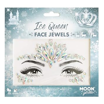 Face Jewels by Moon Glitter - Festival Face Body Gems, Crystal Make up Eye Glitter Stickers, Temporary Tattoo Jewels Ice Queen