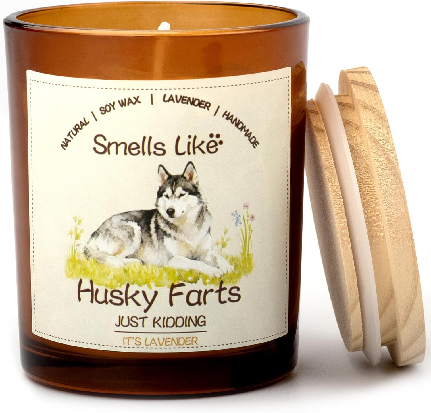 Husky Gifts for Women - Dog Mom Candles Lavender Natural Husky Farts Candles Pet Friendly Safe Scented Candle Dog Themed Gifts for Women Soy Wax Present Idea for Pet Lovers Home Decor