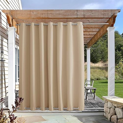NICETOWN - Cortina impermeable para exteriores que se fija en la parte superior e inferior, resistente al viento