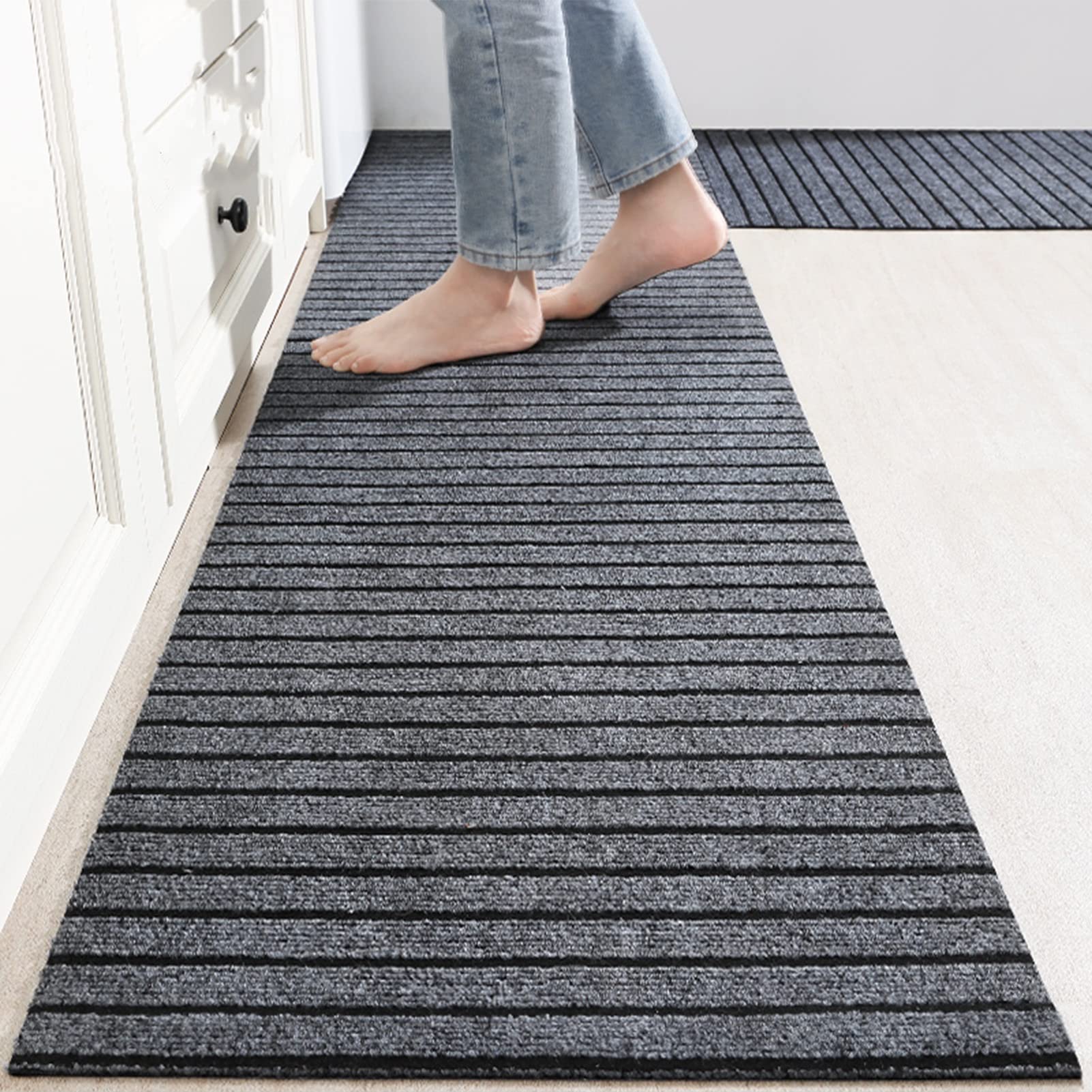 Outdoor-Teppich, Rutschfester Allwetter-Hinterhof-Willkommensteppich, zuschneidbare Eingangsmatten, Einkaufszentren, Hotels, Balkon-Fußmatte, 4 mm dick (Farbe: Grau, Größe: 120 x 200 cm)
