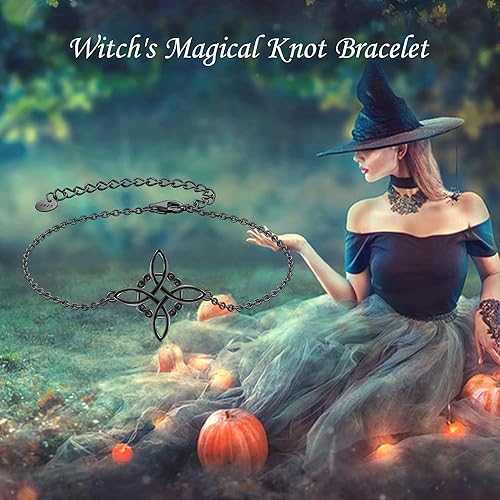 Miniatura 5 de YAFEINI Pulsera de nudo de brujas de plata de ley, pulsera de nudo de bruja celta, joyería para mujeres y niñas, Plata de ley