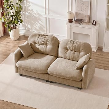 74" Oversized Modular Sectional Sofa, Camel Large Sectional Couches for Living Room, Chenille Fluffy Sofa Set, Cloud Loveseat Comfy Modular Couches, Modern Sofas para Sala