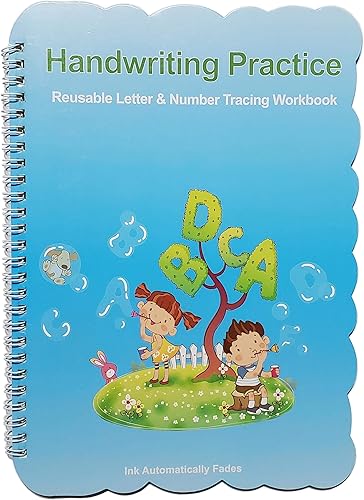 Práctica de escritura a mano - Libro de trabajo reutilizable de seguimiento de letras y números