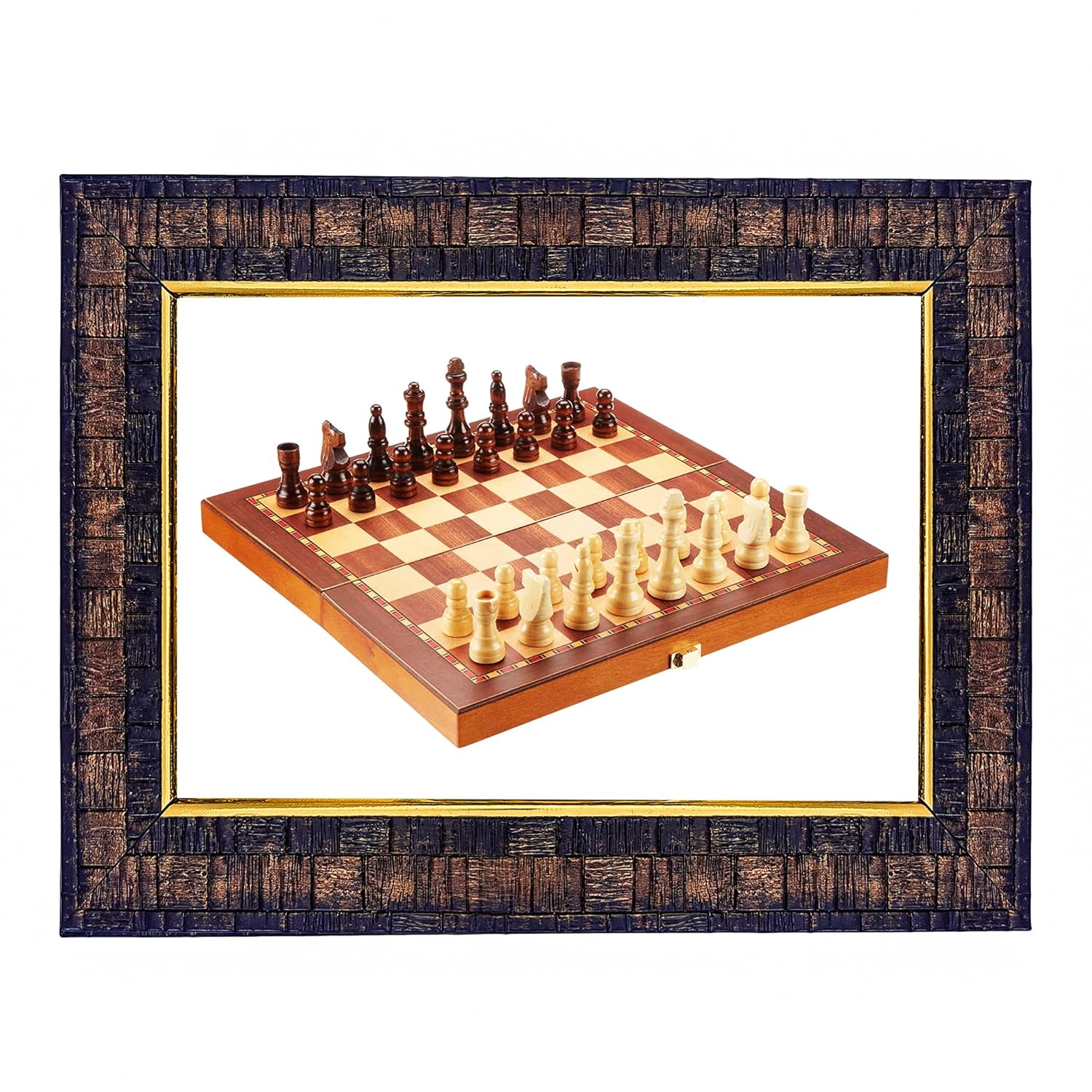 Hawai Feng Shui Vastu Remedies Wooden Framed Wooden Chess Photo for Home Office Business Place