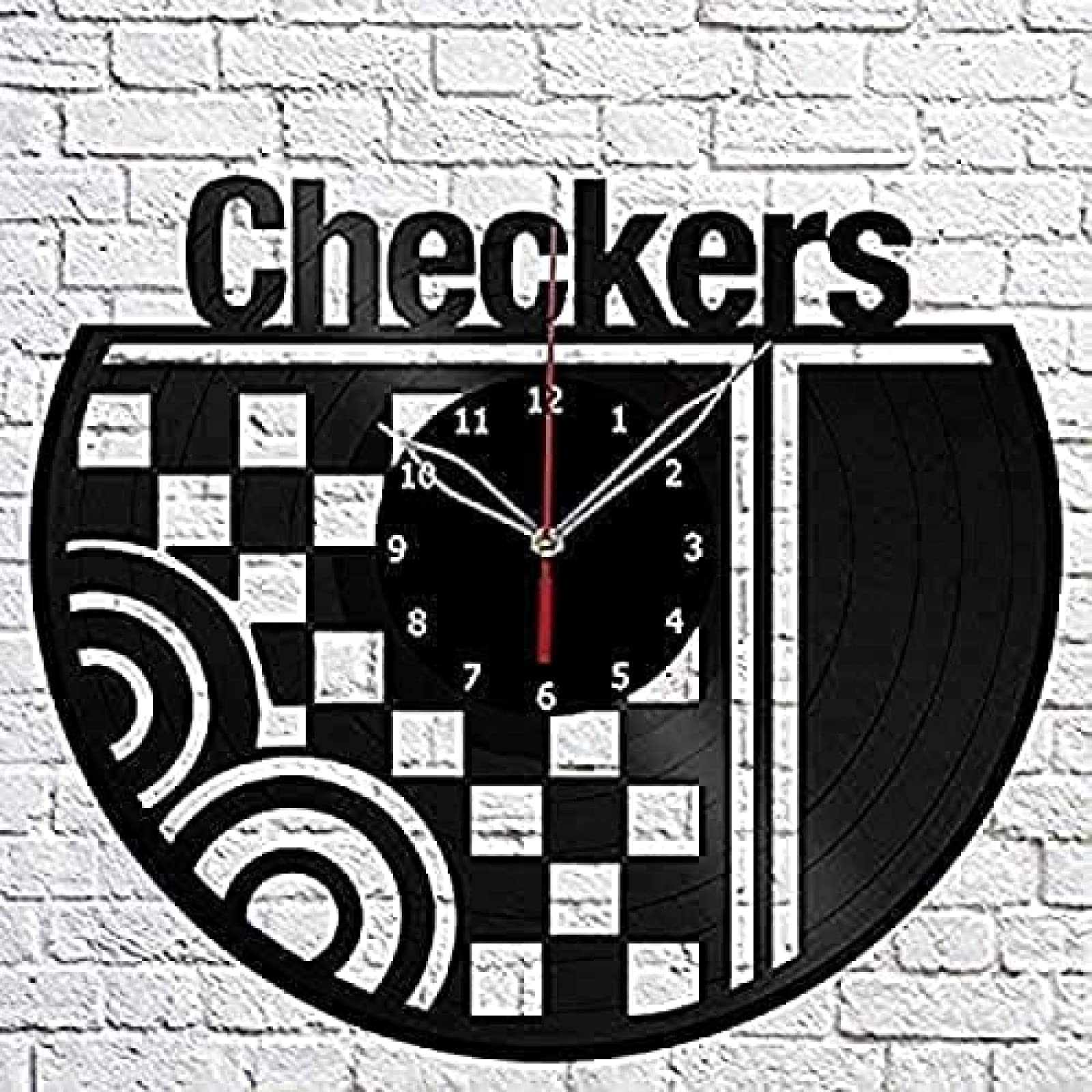Wall Clock 12" Silent Non Ticking Сheckers Game Vinyl Record Retro Wall Clock for Living Room, Bedroom, Kitchen Creative Home Design