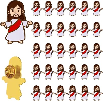 Canlierr 30 Pcs Easter Mini Jesus Pin Bulk Christian Enamel Lapel Pin Religious Gift Church Sunday School Baptism Party Favor