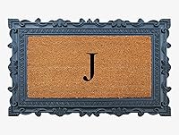 Vista 32 de A1HC - Felpudo con monograma de goma natural y fibra de coco de 24 x 36 pulgadas para puerta delantera, antidesprendimiento, duradero, para entrada