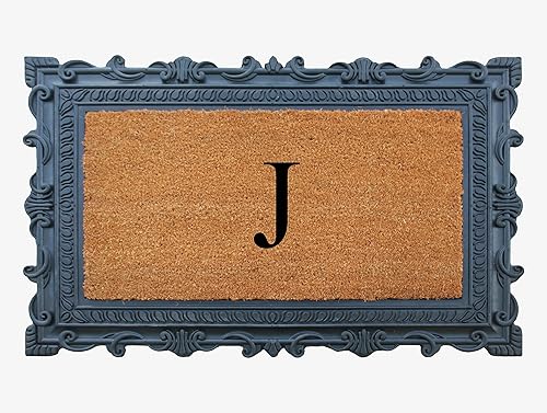 Miniatura 32 de A1HC - Felpudo con monograma de goma natural y fibra de coco de 24 x 36 pulgadas para puerta delantera, antidesprendimiento, duradero, para entrada