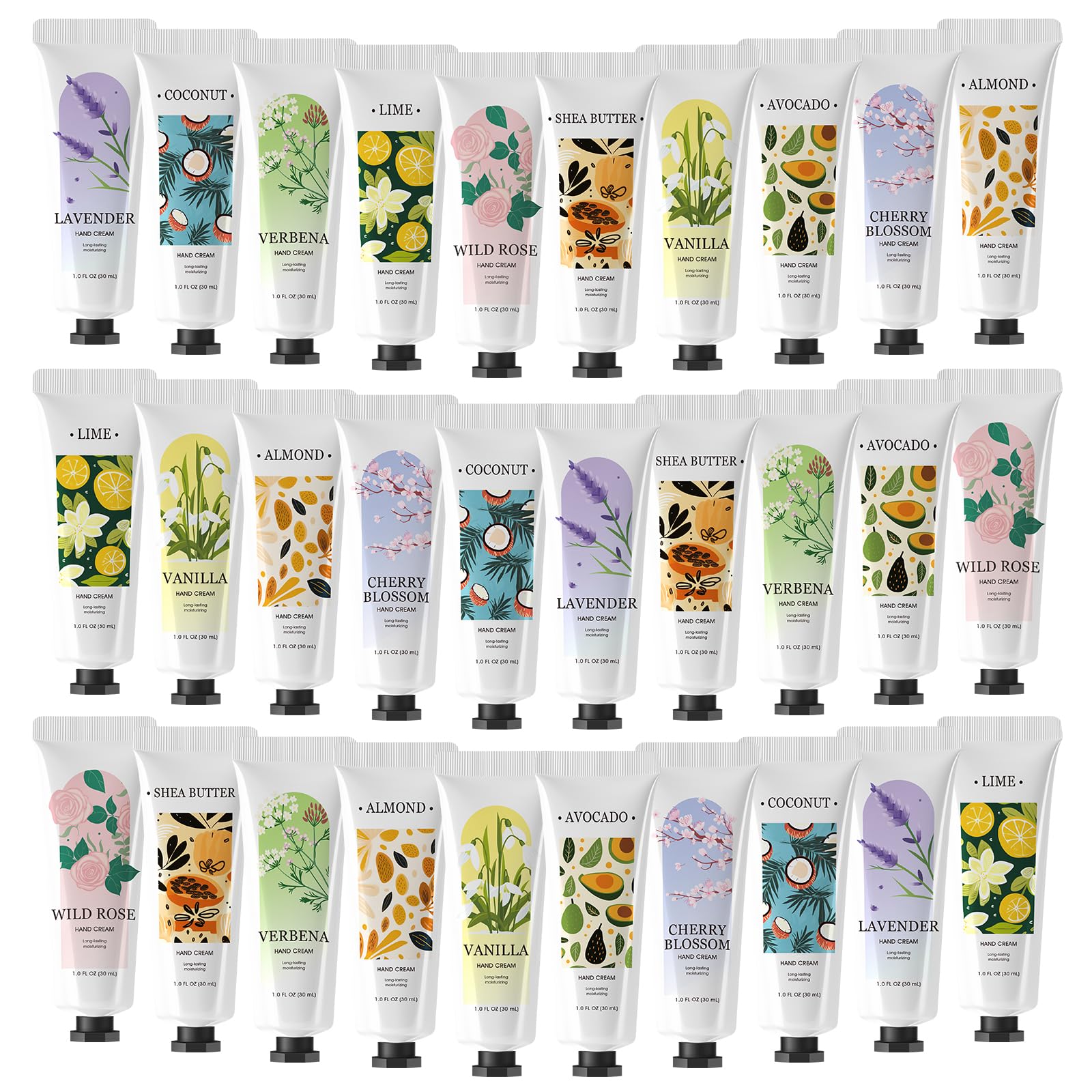 Paquete de 30 lociones de manos, mini crema de manos, loción de tamaño de viaje para mujeres, regalos para profesores, regalos de dama de honor y regalos de despedida de soltera.